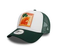 NEW ERA - Cap - Adjustable A-Frame Trucker Cap - Distressed Patch - Olive/White