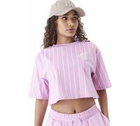 New Era Cap Pinstripe Crop W - T-Shirt - Damen L Pink