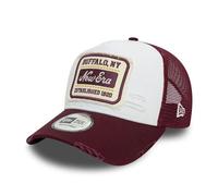 New Era Cap verstellbar Snapback Patch Distressed Look Truckerkappe Hut A-Frame weiß rot - One-Size