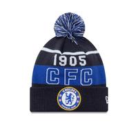 New Era Chelsea FC Bommelmütze, Schwarz und Blau, 1905 CFC Design, offizieller Fanartikel des Fußballclubs