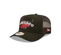 New Era Chicago Bulls NBA Logo Overlay Black A-Frame Adjustable Trucker Cap - One-Size