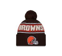 New Era Cleveland Browns NFL 2024 Sideline Sport Knit Braun Bommelmütze - One-Size