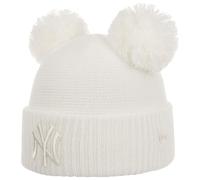 New Era Double Pom NY Yankees Beanie Strickmütze Bommelmütze Damenmütze Damen - mit Umschlag Herbst-Winter Winter - One Size weiß