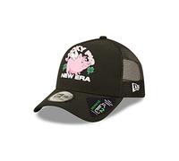 New Era Fanartikel Lucky Pig Motiv gebogner Schirm Schwarz A-Frame Trucker Cap Mesh Einsatz - One-Size