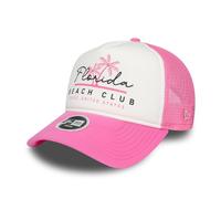 New Era Florida Beach Club Basecap Trucker Kappe Snapback Frau Mädchen gebogener Schirm Mesh pink weiß - One-Size