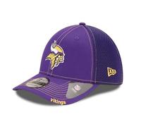 New Era Fußballkappe für Erwachsene, NFL 39Thirty Team-Farbe, Neo-Primär-Logo, Stretch-Passform, Flex-Fußballkappe, Unisex, Minnesota Wikinger, S-M