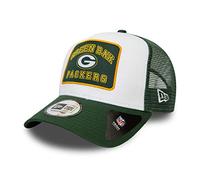 New Era Green Bay Packers NFL Graphic Patch White Green A-Frame Adjustable Trucker Cap - One-Size