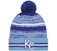New Era Kansas City Royals Onfield Sport-Baseball-Strickmütze mit Bündchen, Blau gestreift, MLB Cheer Cuff Strickmütze