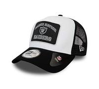 New Era Las Vegas Raiders NFL Graphic Patch White Black A-Frame Adjustable Trucker Cap - One-Size