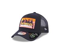 New Era Loa Angeles License Plate Navy Schwarz Trucker Kappe A-Frame geboegner Schirm Mesh Einsatz - One-Size