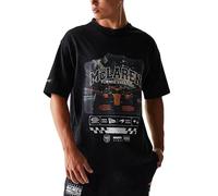New Era McLaren Racing F1 Team Offizielle 2025 Merchandise Gewaschene Rennwagen Grafik Oversized T-Shirt Schwarz, Schwarz , M