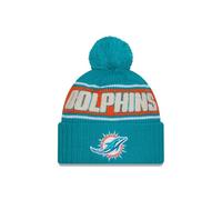 New Era Miami Dolphins NFL 2024 Sideline Sport Knit Türkis Bommelmütze - One-Size