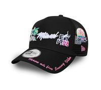 New Era Miami Heat NBA AOP Graphic Black Adjustable Trucker Cap - One-Size
