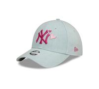 New Era MLB Baseball Cap für Frauen Mädchen NY Logo New York Yankees verstellbar Denim Herz blau - One-Size