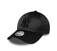 New Era MLB Kappe für Frauen New York Yankees Baseball Cap verstellbar Satin NY gebogener Schirm schwarz - One-Size