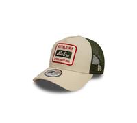 New Era NE Patch Trucker Adjustable Cap NE Logo Beige Khaki, Size:OneSize