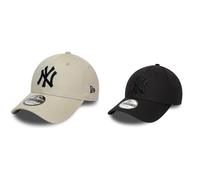 New Era New York Yankees 9forty Adjustable Cap League Essential Stone - One-Size, Beige (med beige) & New York Yankees MLB League Essential Black on Black 9Forty Cap - One-Size