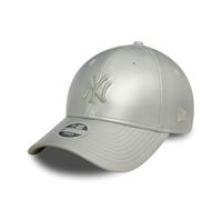 New Era New York Yankees Cap für Frauen Lederoptik Kappe Baseball MLB Teamlogo Silber - One-Size