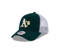 New Era Oakland Athletics MLB Team Script Green White A-Frame Adjustable Trucker Cap