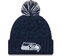 New Era Offizielle NFL-Mütze für Damen, mit Zopfmuster, mit Bommel (as1, Alpha, Einheitsgröße, Seattle Seahawks), Blau, Einheitsgröße