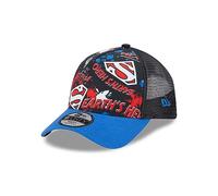 New Era Superman DC Print Black Blue A-Frame Adjustable Kids Trucker Cap - Youth