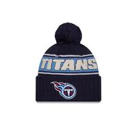 New Era Tennessee Titans NFL 2024 Sideline Sport Knit Blau Bommelmütze - One-Size