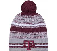 New Era Texas A&M Aggies Onfield Sport Strickmütze mit Bündchen, Grau gestreift, NCAA Cheer Cuff Knit Cap