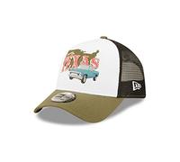 New Era USA Wordmark Texas Oliv Trucker Kappe A-Frame geboegner Schirm Mesh Einsatz - One-Size