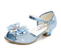 New front Prinzessin Schuhe Schuhe Mädchen Kinder anna und Schuhe mit Glitzer eisprinzessin schuhe hausschuhe für Karneval Geschenk Verkleidung Cosplay Kindergarten Geburtstag, Blau, 37