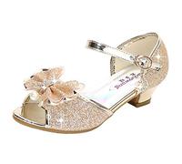 New front Prinzessin Schuhe Schuhe Mädchen Kinder anna und Schuhe mit Glitzer eisprinzessin schuhe hausschuhe für Karneval Geschenk Verkleidung Cosplay Kindergarten Geburtstag, Gold, 37