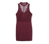 New Look Damen Partykleid Go Lace Mesh, Rot (Dark Burgundy), Gr. 40 (12 UK)