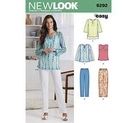 New Look Damen Schnittmuster 6292, Tunika und Hosen, Gr. A, Mehrfarbig