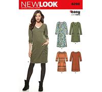 New Look Größe A 10-12-14-16-18-50,8-55,9 cm einfach, nur 4 Knits Schnittmuster 6298 Misses Knit Kleid, Mehrfarbig