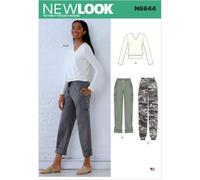 New Look N6644 Schnittmuster für Damen-Cargohosen und Strickoberteil, Papier, Weiß, verschiedene Farben