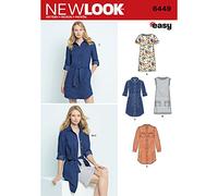 New Look Schnittmuster 6449 A Misses 'Easy Shirt Kleid und Knit Kleid, Weiß