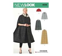 New Look Schnittmuster 6535 Damen-Cape in Vier Längen, Papier, weiß, 22 x 15 x 1 cm