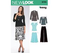 New Look Schnittmuster 6735: Einzelteile für Damen, Größe A, Samt, weiß, 38-50
