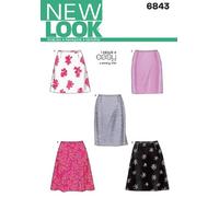 New Look Schnittmuster 6843 für Damen-Röcke, Größe A, Mehrfarbig