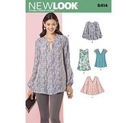 NEW LOOK Schnittmuster S0265 / 6414 - Tunika und Oberteil für Damen mit Ausschnittvarianten, A (36-38-40-40)