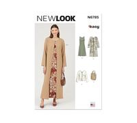 NEW LOOK Schnittmuster UN6785A Damenkleid und Mantel in zwei Längen, Jacke und Tasche A (38-40-42-44-46-48-50)