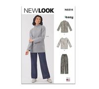 New Look Schnittmuster UN6814A Damen-Strickoberteile und gewebte Hosen zum Überziehen, A (36-38-40-42-44-46)