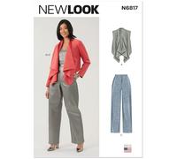 New Look Schnittmuster UN6817A Damenweste, Jacke und Hose mit drapierter Vorderseite, A (38-40-42-44-46-48-50)