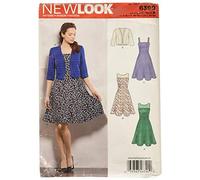 New Look Sewing Pattern UN6390A Herbstkollektion Damenkleider mit vollem Rock, Schnittmuster, A (34-40-42-44)