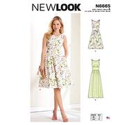 New Look UN6665A Sewing Pattern Misses' Dress Schnittmuster N6665 Damenkleid, weiß, A (4-6-8-10-12-14-16)