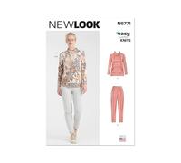 NEW LOOK UN6771A Damen-Strickoberteil und Hose, Größe XS-S-M-L-XL-XXL