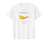New Order Damen T-Shirt Weiß Kurzarm Crew Neck Small EU 16-17.5 Klassisch Retro-Klassisch True Faith 1963 Graphic