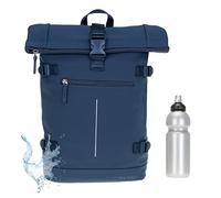 New Rebels Rucksack Damen Herren Kurierrucksack Laptop Notebook Fach Roll Top William 511306 + Flasche