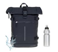 New Rebels Rucksack Damen Herren Kurierrucksack Laptop Notebook Fach Roll Top William 511306 + Flasche