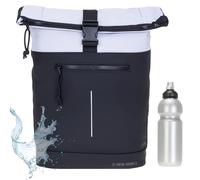 New Rebels Rucksack Damen Herren Plane Large Bag Kurierrucksack Roll-up Laptoprucksack Sport Fitness Backham 51.1332 Auswahl + Flasche bagboom (51.1332 00 Schwarz/Grau)