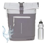 New Rebels Rucksack Damen Herren Plane Large Bag Kurierrucksack Roll-up Laptoprucksack Sport Fitness Backham 51.1332 Auswahl + Flasche bagboom (51.1332 39 Taupe/Beige)